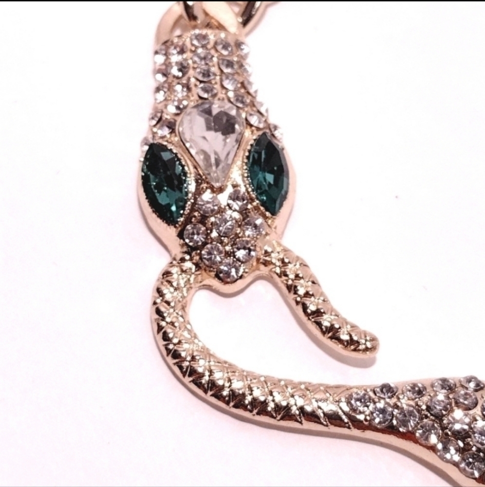 Crystal & Gold Tone Snake Necklace NWT